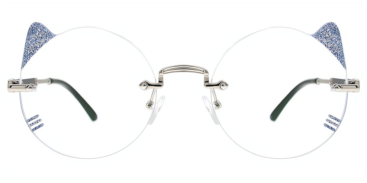 Silver Cat Eye Chic Mixed Materials Eyeglasses