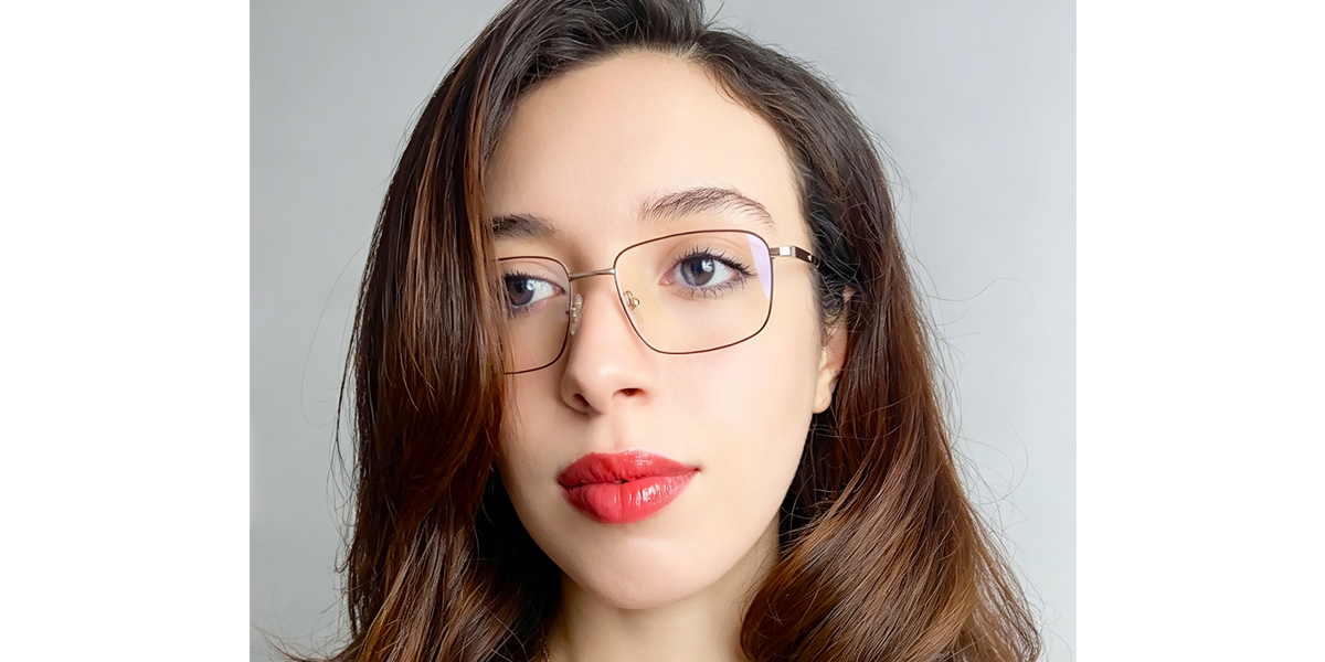 Brown Rectangle Classic Metal Eyeglasses