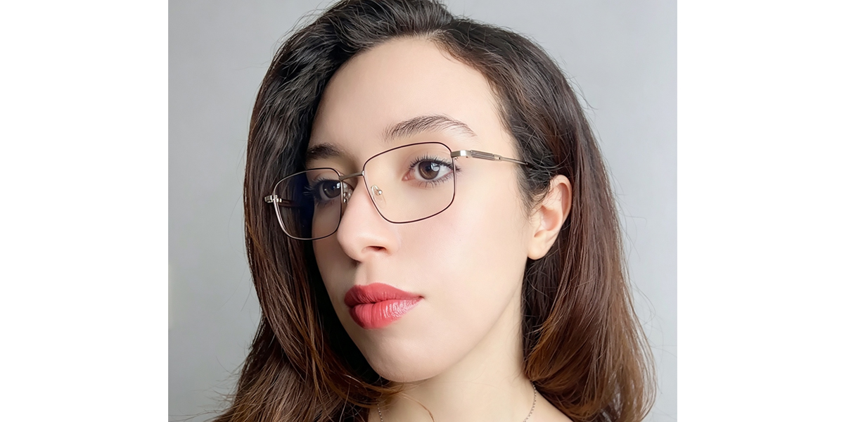 Brown Rectangle Classic Metal Eyeglasses
