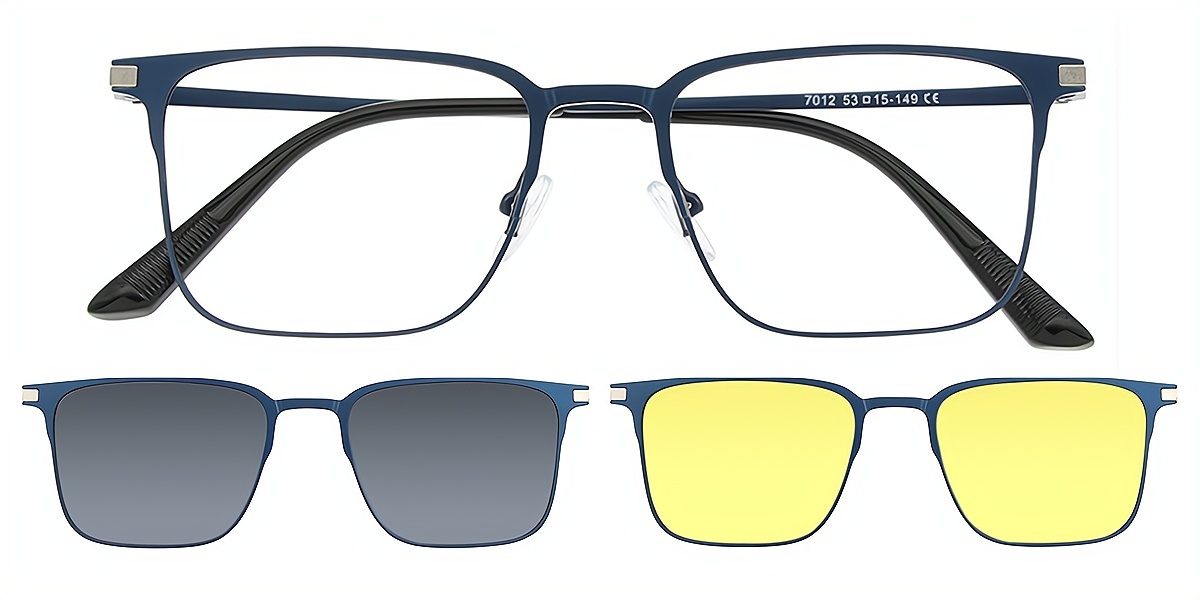 Blue Rectangle Elegant Metal Eyeglasses