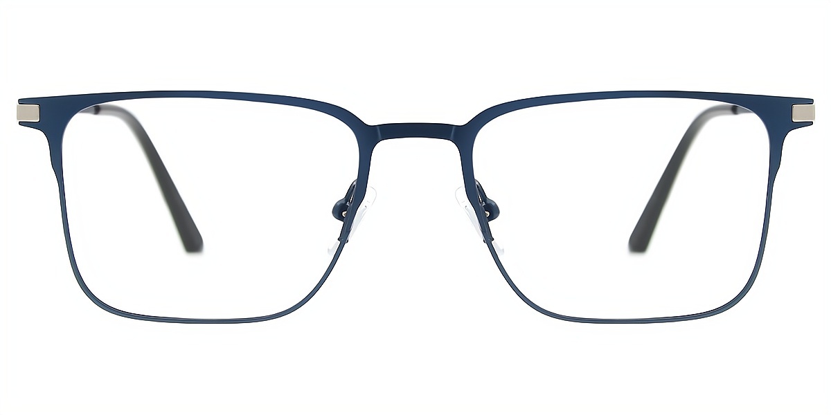 Blue Rectangle Elegant Metal Eyeglasses