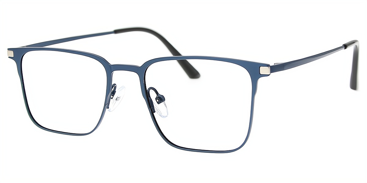 Blue Rectangle Elegant Metal Eyeglasses