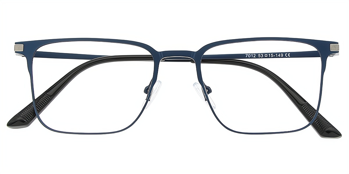 Blue Rectangle Elegant Metal Eyeglasses