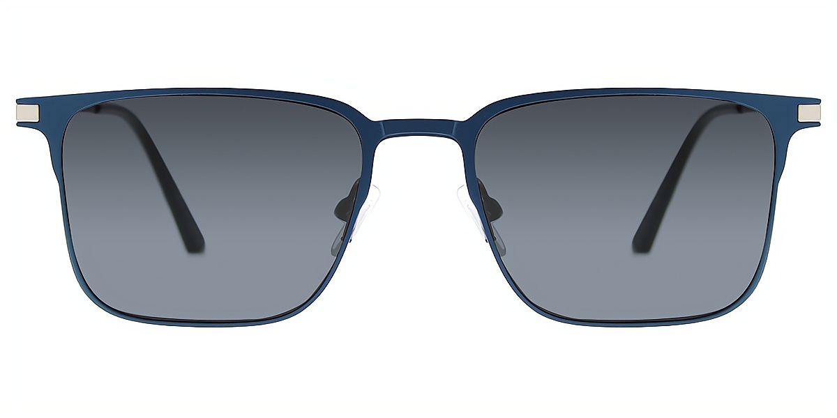 Blue Rectangle Elegant Metal Eyeglasses