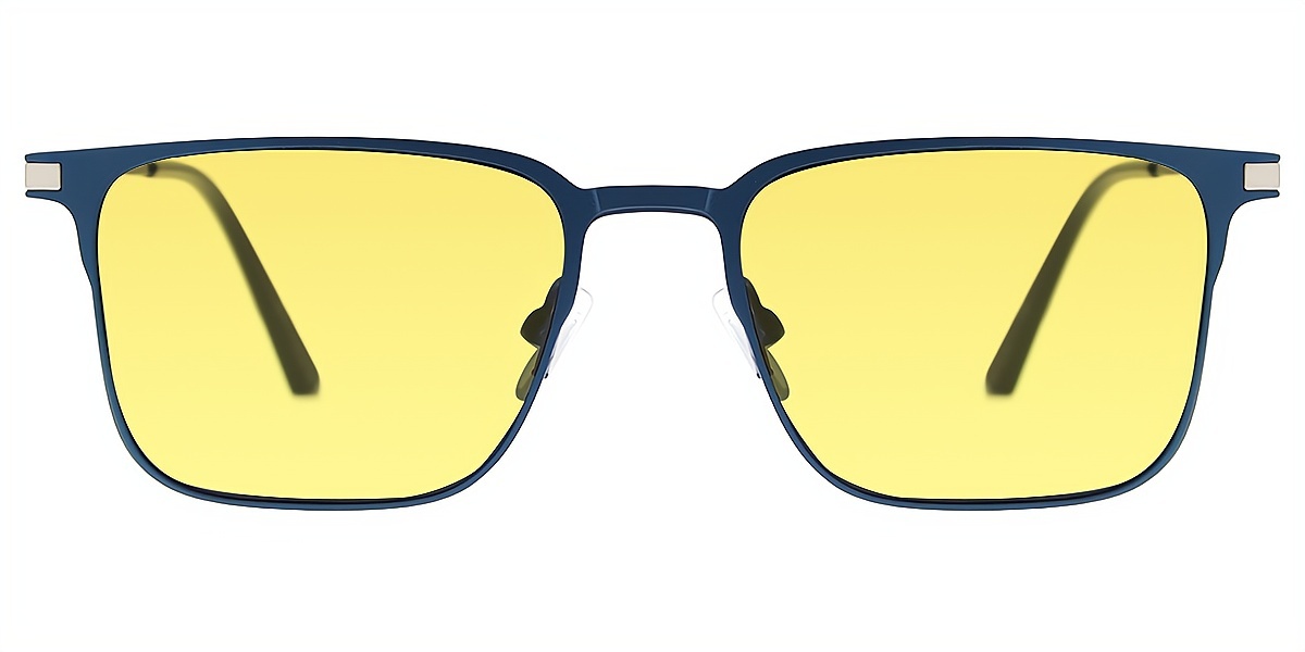 Blue Rectangle Elegant Metal Eyeglasses