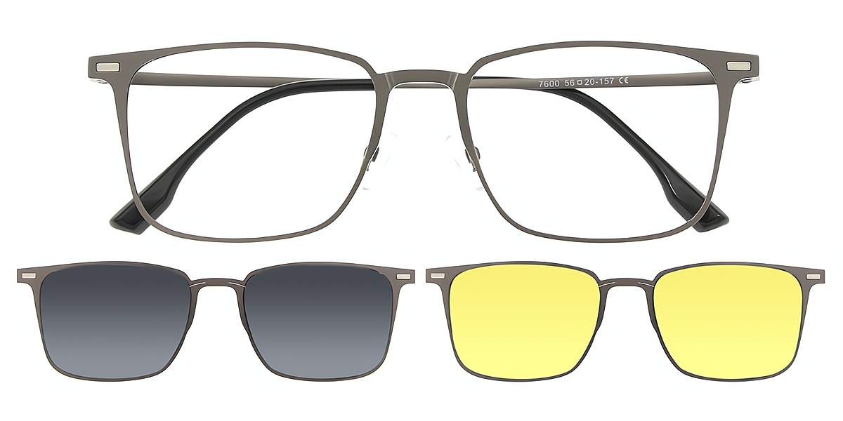 Gray Rectangle Elegant Metal Eyeglasses
