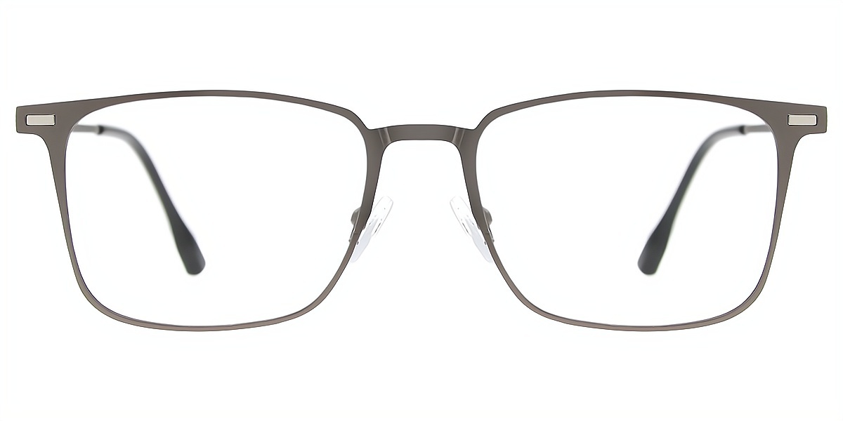 Gray Rectangle Elegant Metal Eyeglasses