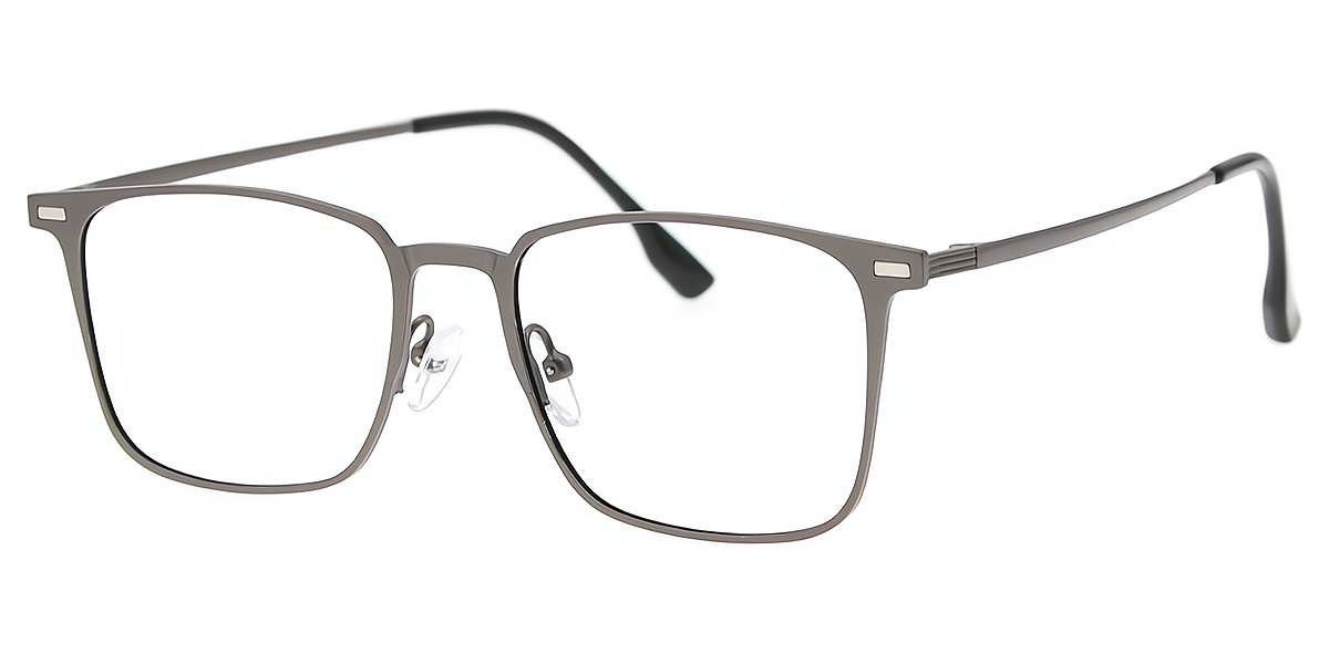 Gray Rectangle Elegant Metal Eyeglasses