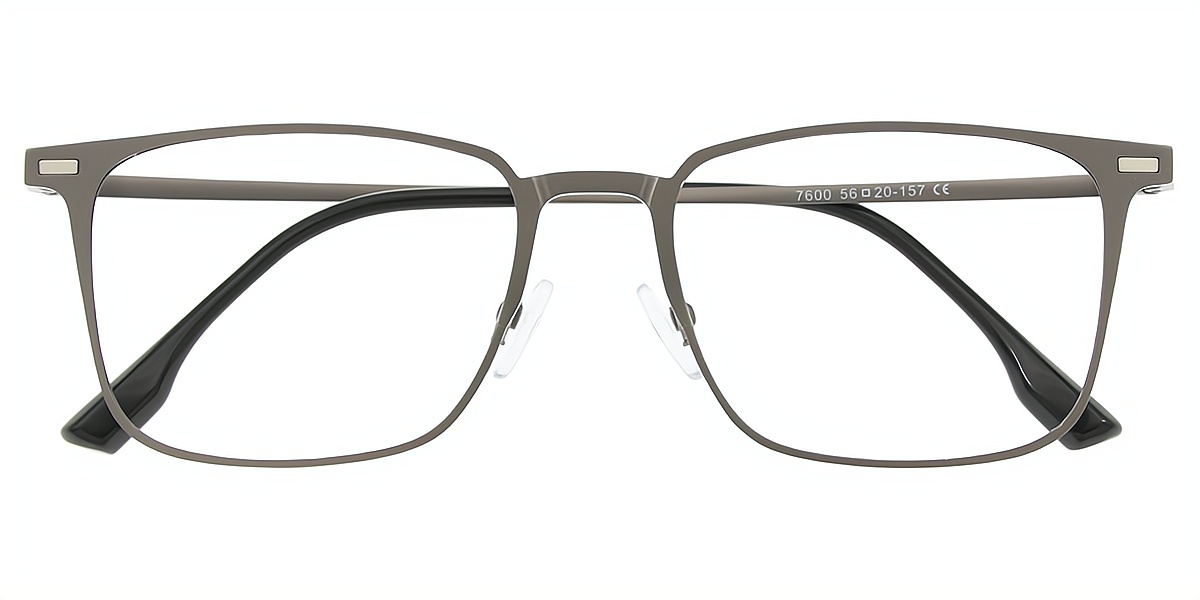Gray Rectangle Elegant Metal Eyeglasses