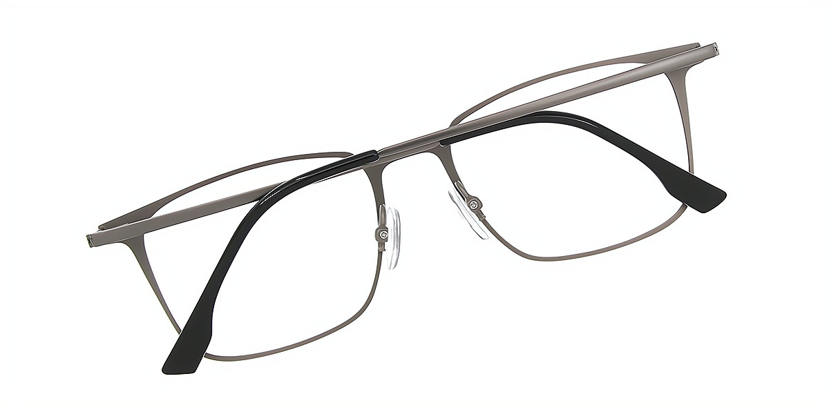 Gray Rectangle Elegant Metal Eyeglasses
