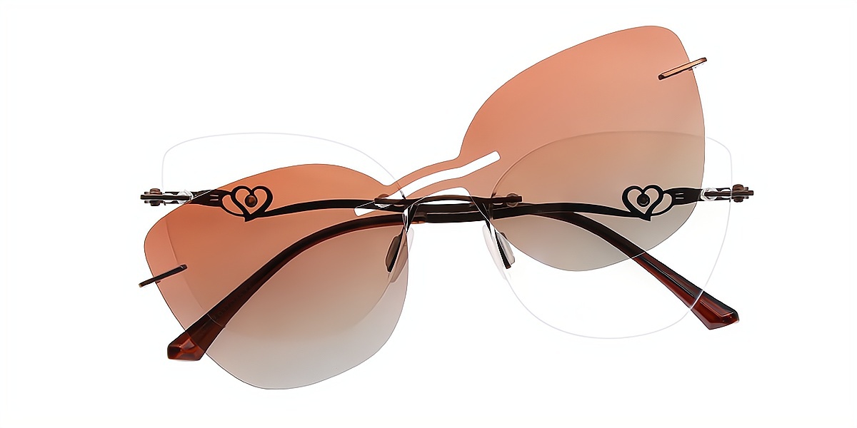 Brown Butterfly Sophisticated Metal Eyeglasses