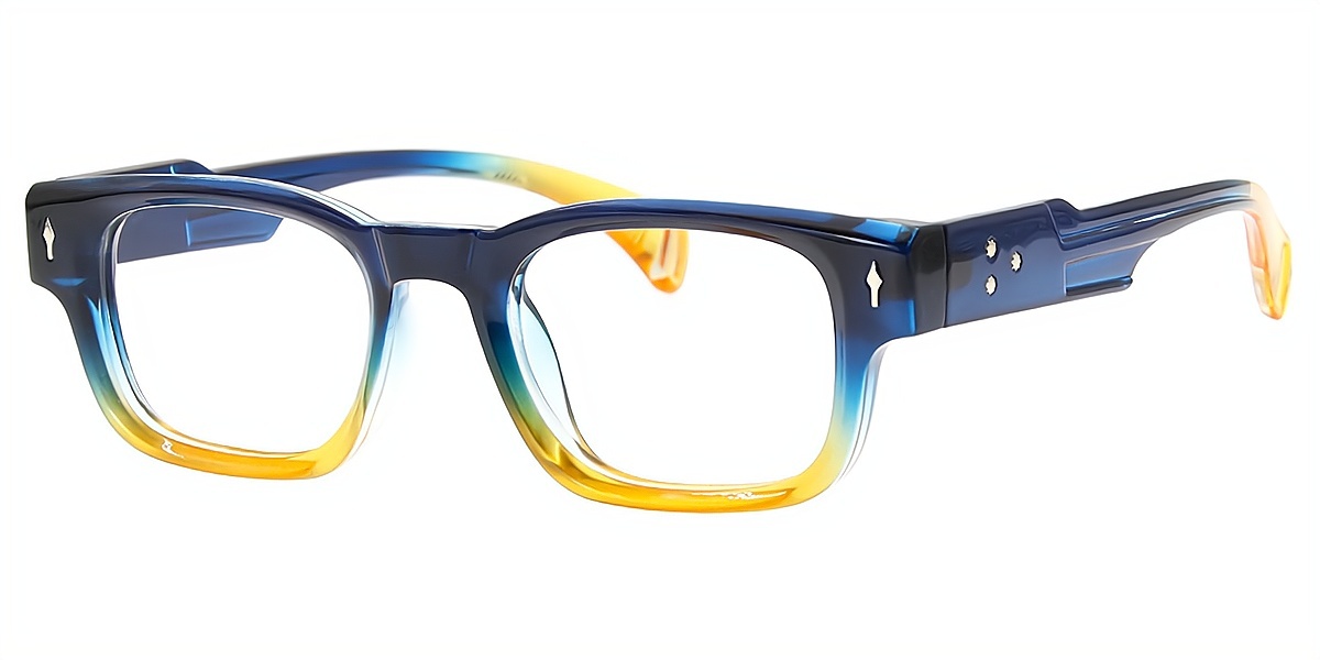 Blue Rectangle Chic Oversized Plastic Eyeglasses