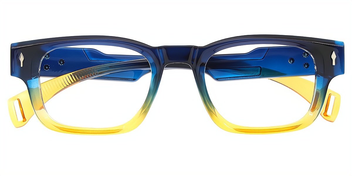 Blue Rectangle Chic Oversized Plastic Eyeglasses
