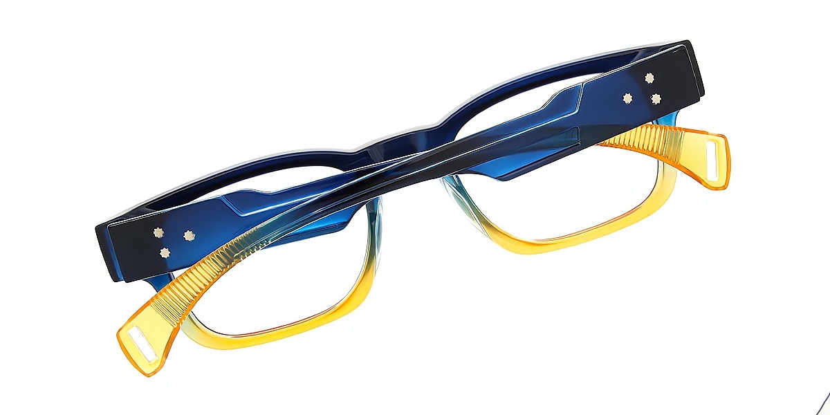 Blue Rectangle Chic Oversized Plastic Eyeglasses