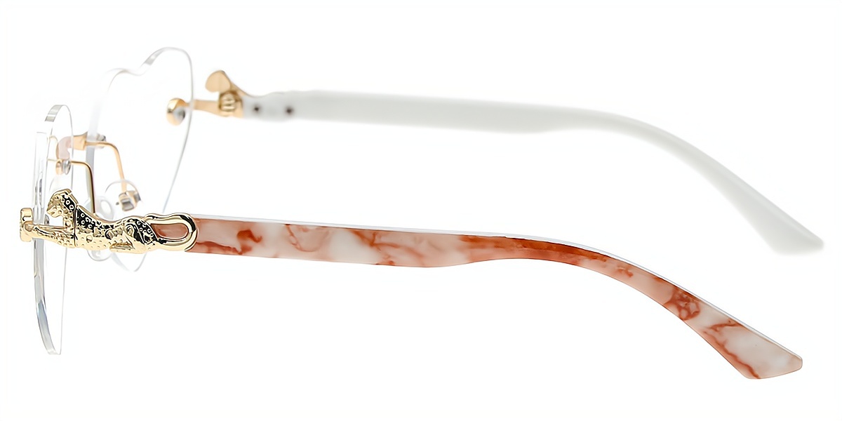 Pink Oval Elegant Mixed Materials Eyeglasses