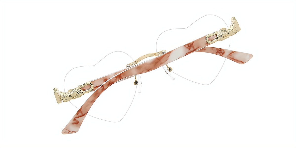 Pink Oval Elegant Mixed Materials Eyeglasses