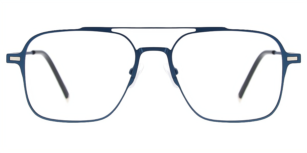 Blue Aviator Geek-Chic Oversized Metal Eyeglasses