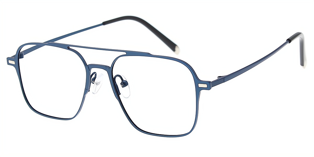 Blue Aviator Geek-Chic Oversized Metal Eyeglasses