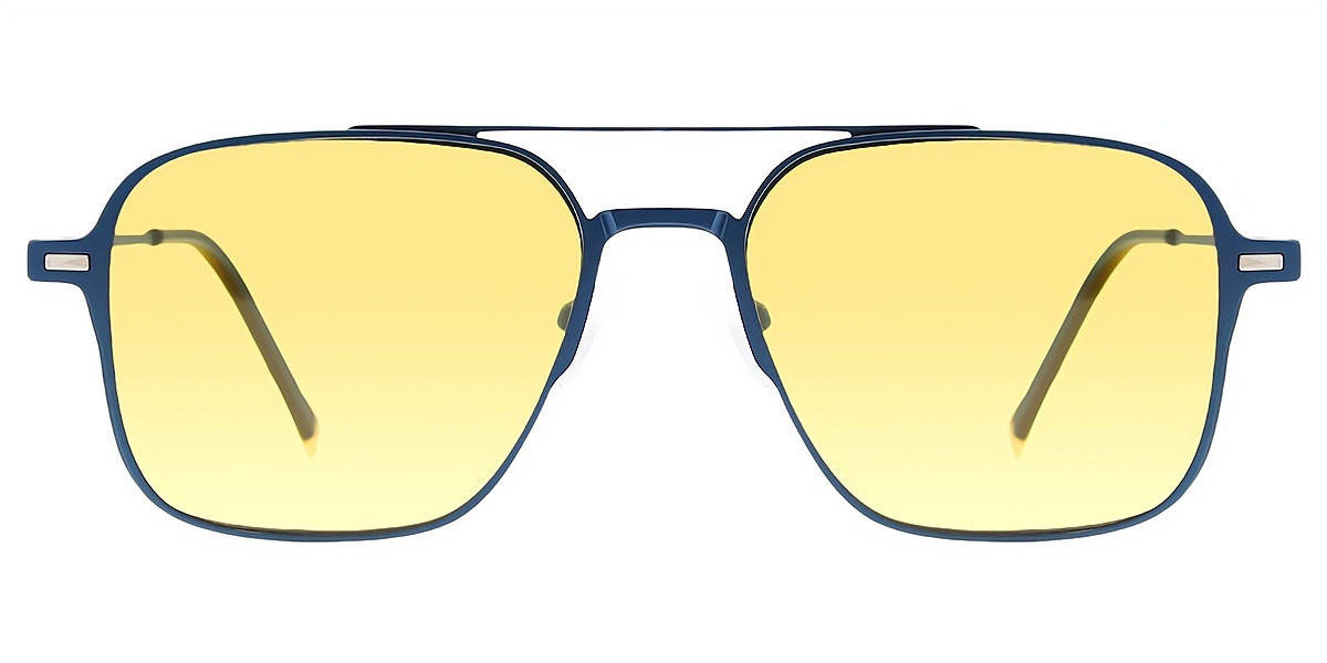 Blue Aviator Geek-Chic Oversized Metal Eyeglasses
