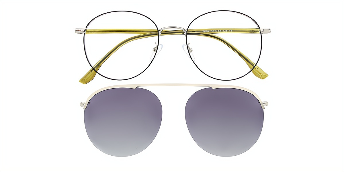 Green Aviator Elaborate Metal Eyeglasses