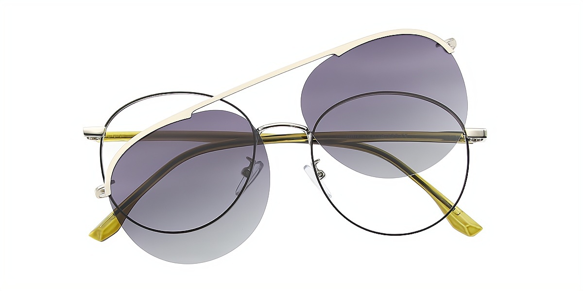 Green Aviator Elaborate Metal Eyeglasses