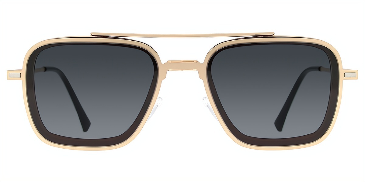 Brown Aviator Chic Mixed Materials Eyeglasses