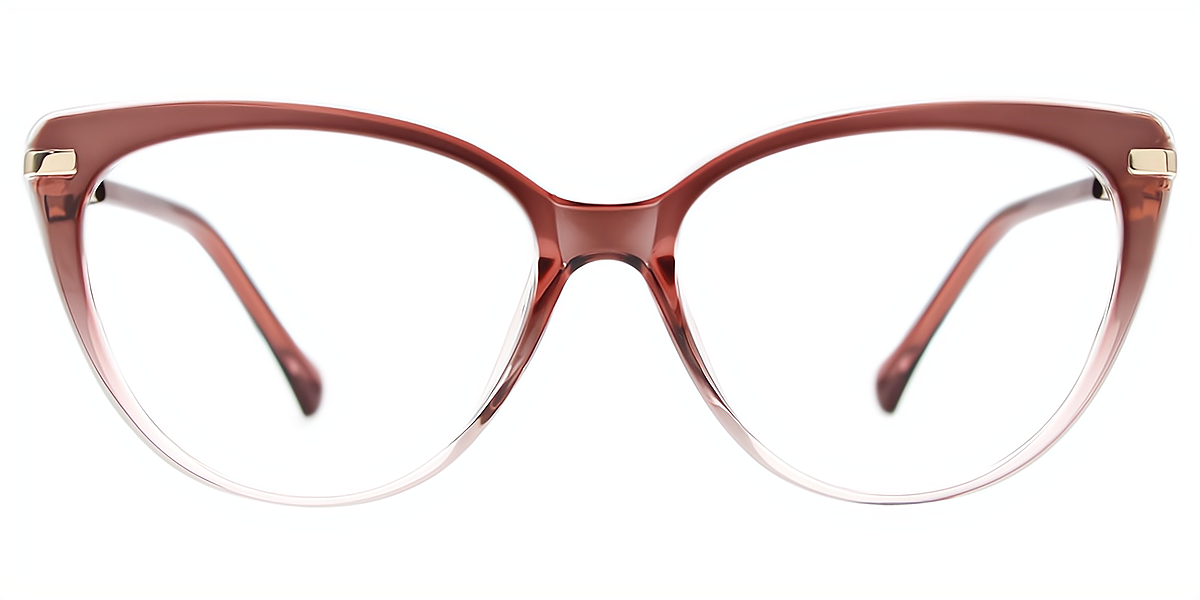 Brown Cat Eye Elaborate Elegant Mixed Materials Eyeglasses