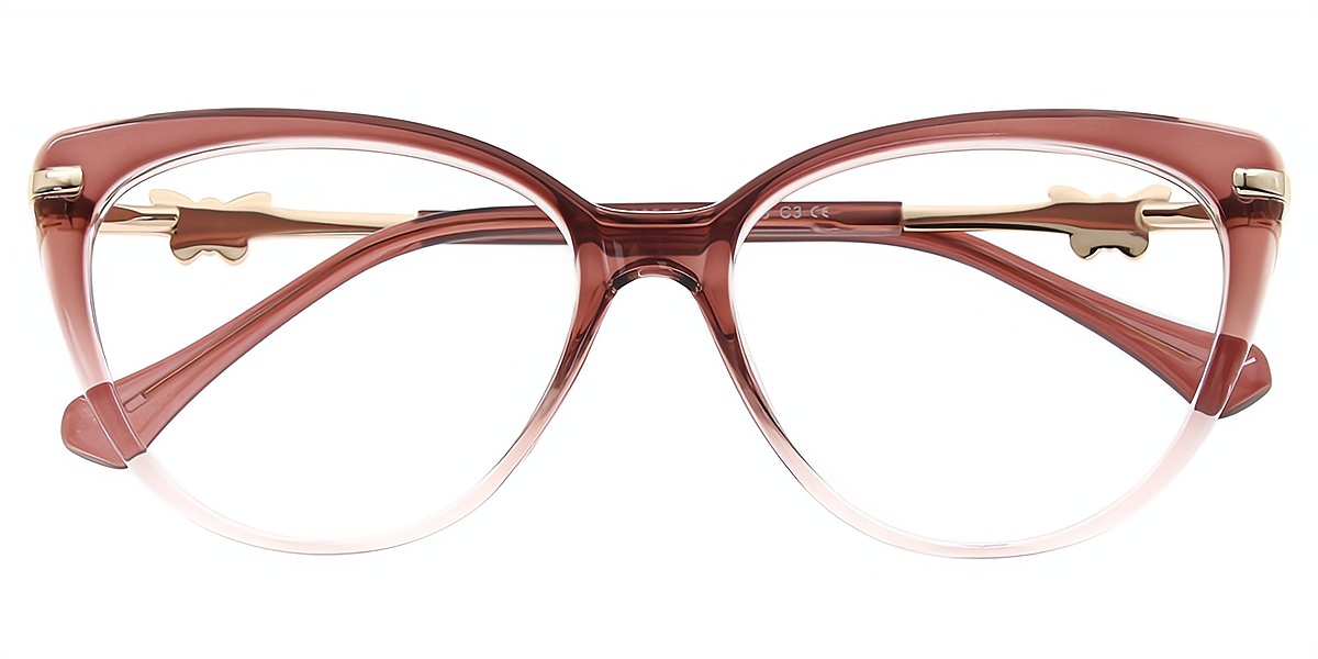 Brown Cat Eye Elaborate Elegant Mixed Materials Eyeglasses
