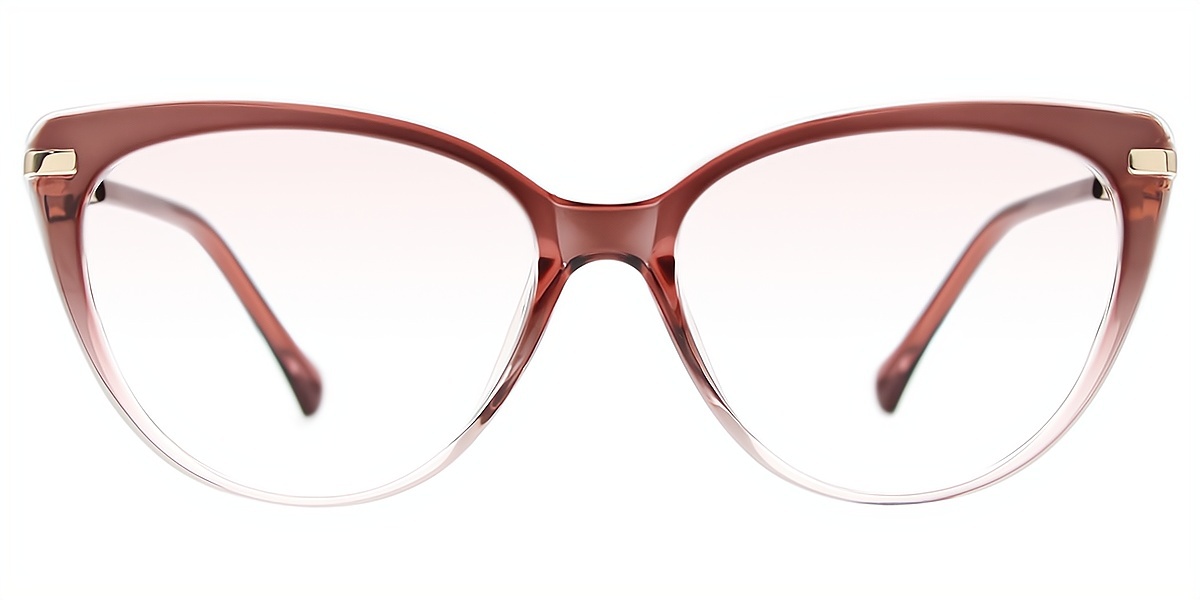 Brown Cat Eye Elaborate Elegant Mixed Materials Eyeglasses