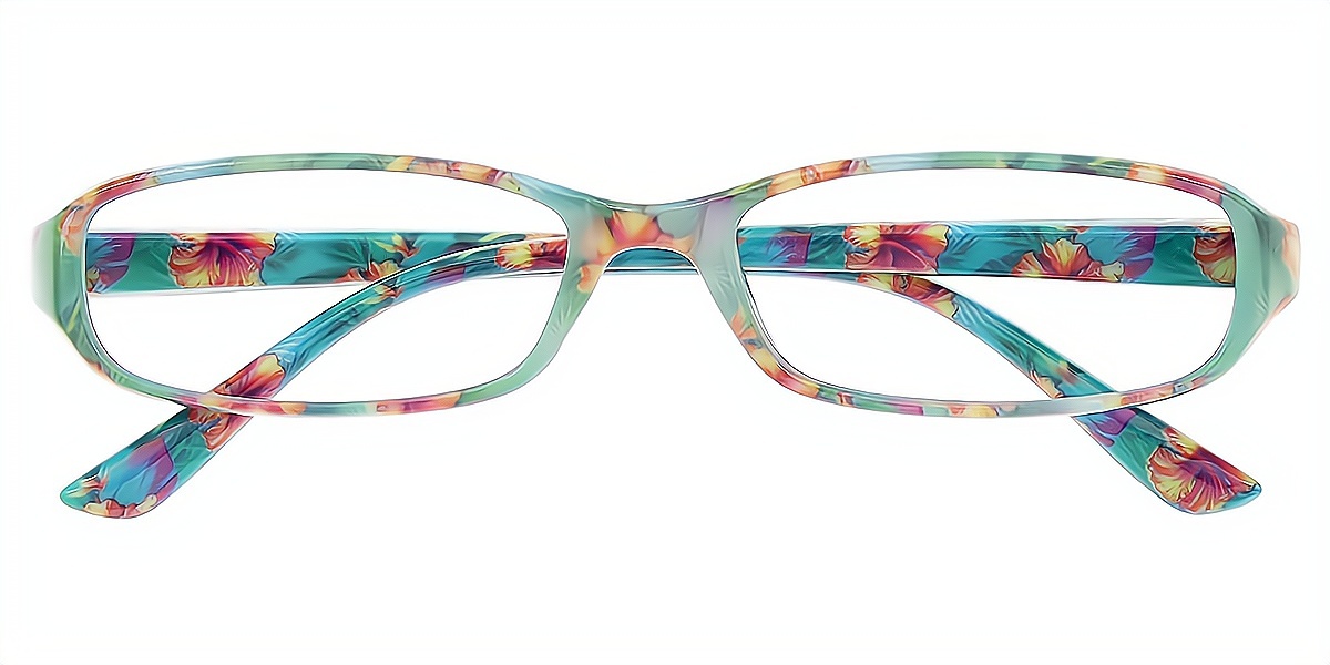 Floral Oval Fancy Narrow Plastic Eyeglasses