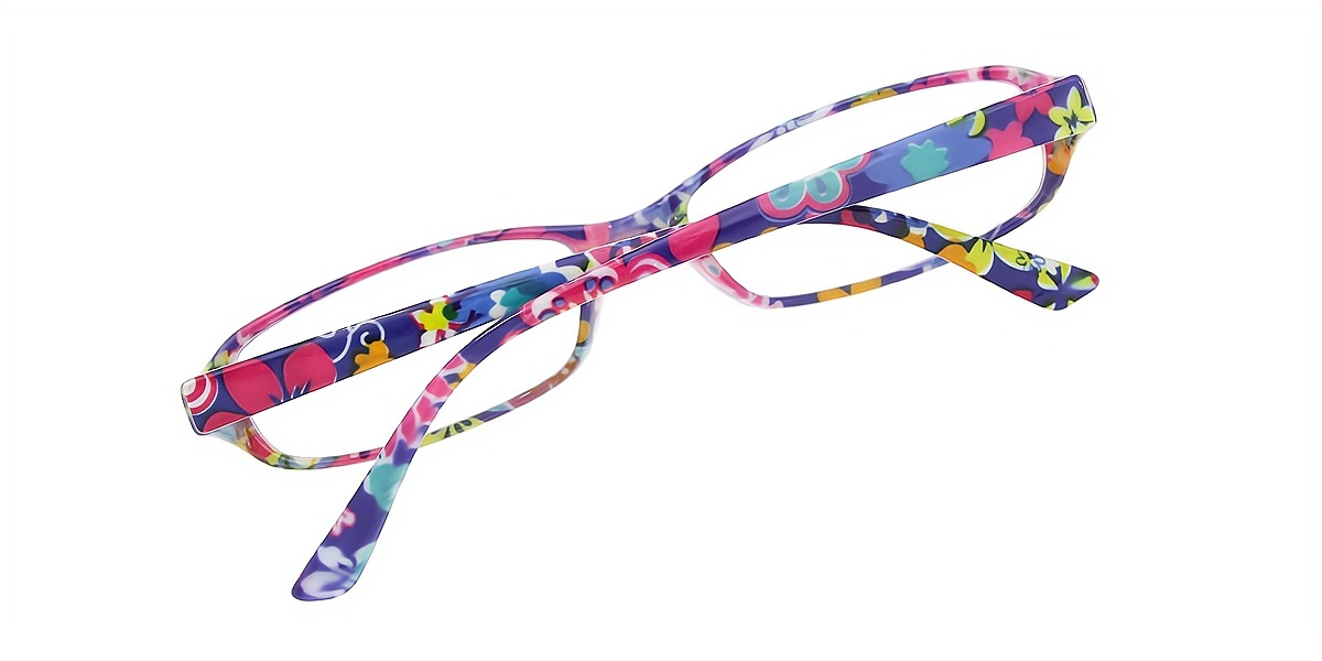 Purple Oval Fancy Narrow Plastic Eyeglasses