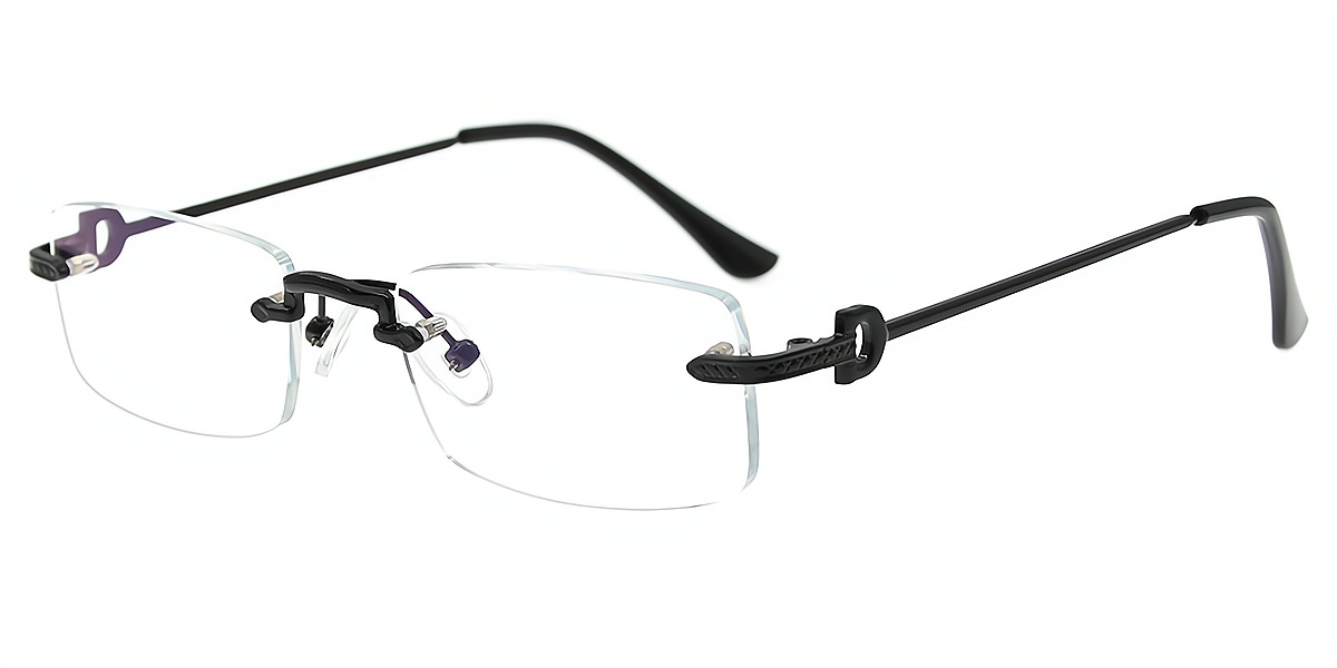 Black Rectangle Chic Metal Eyeglasses