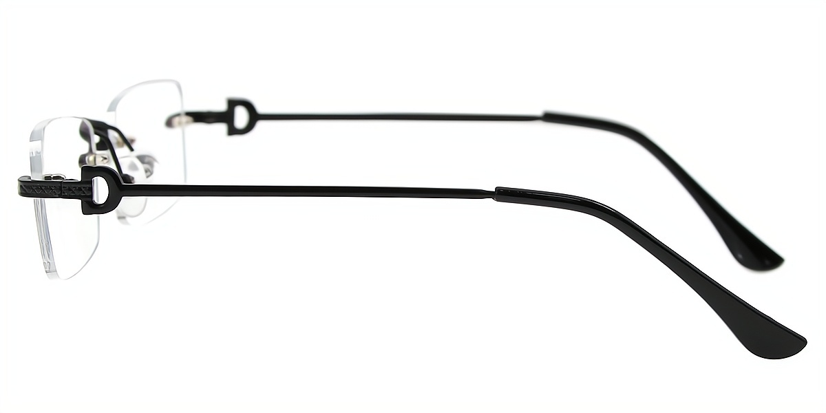Black Rectangle Chic Metal Eyeglasses