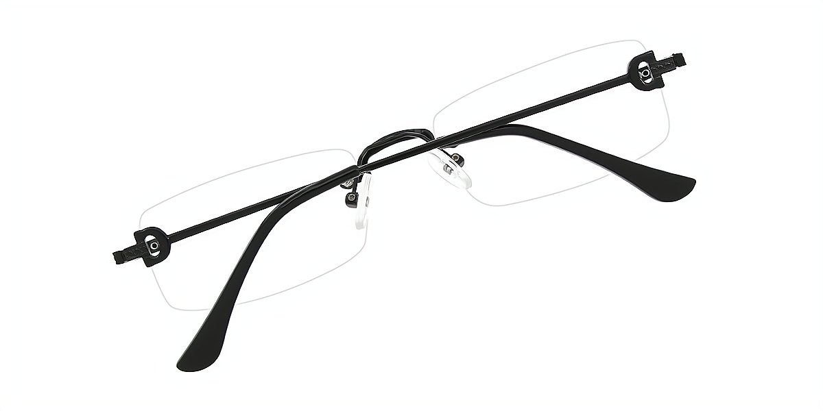 Black Rectangle Chic Metal Eyeglasses