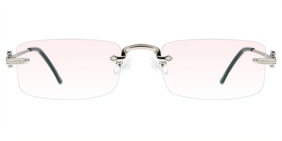 Silver Rectangle Chic Metal Eyeglasses