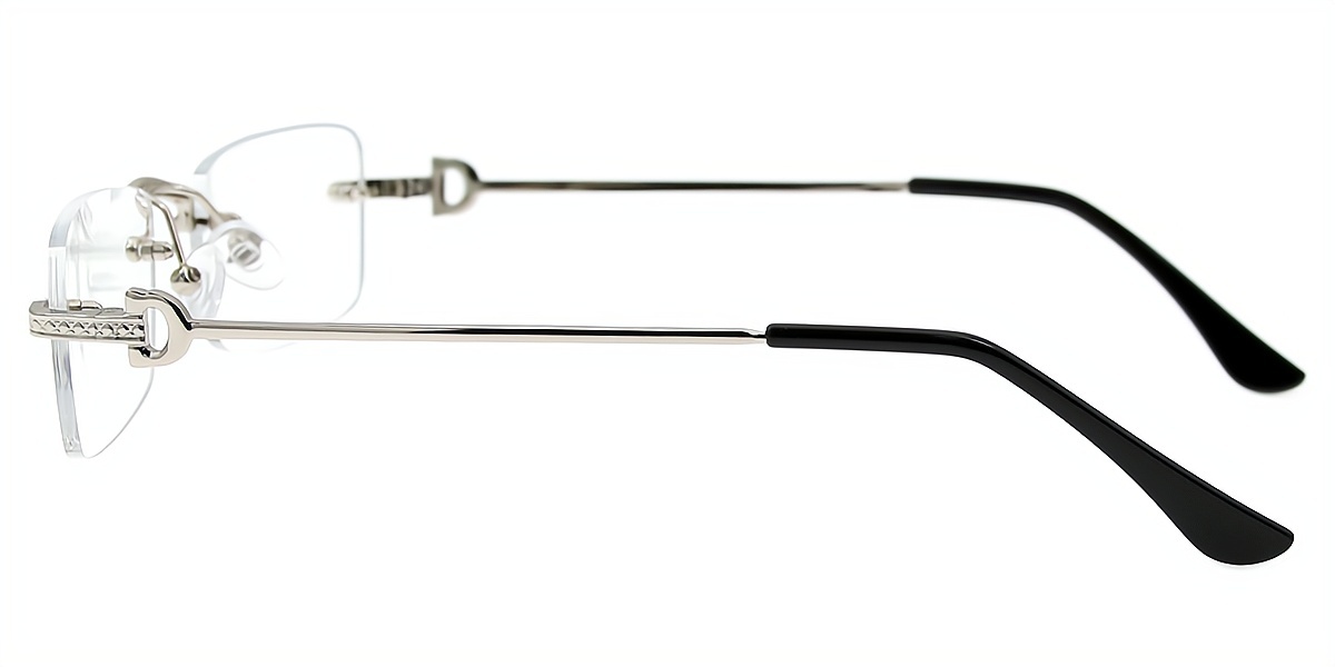 Silver Rectangle Chic Metal Eyeglasses