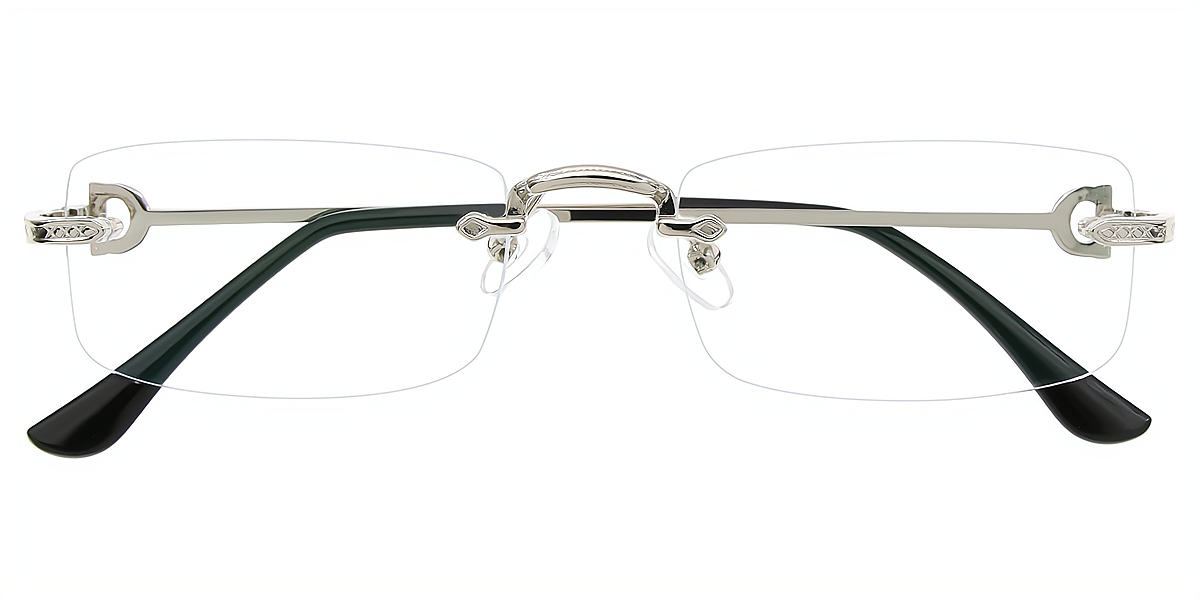 Silver Rectangle Chic Metal Eyeglasses