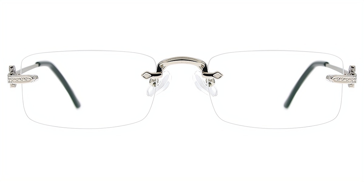 Silver Rectangle Chic Metal Eyeglasses