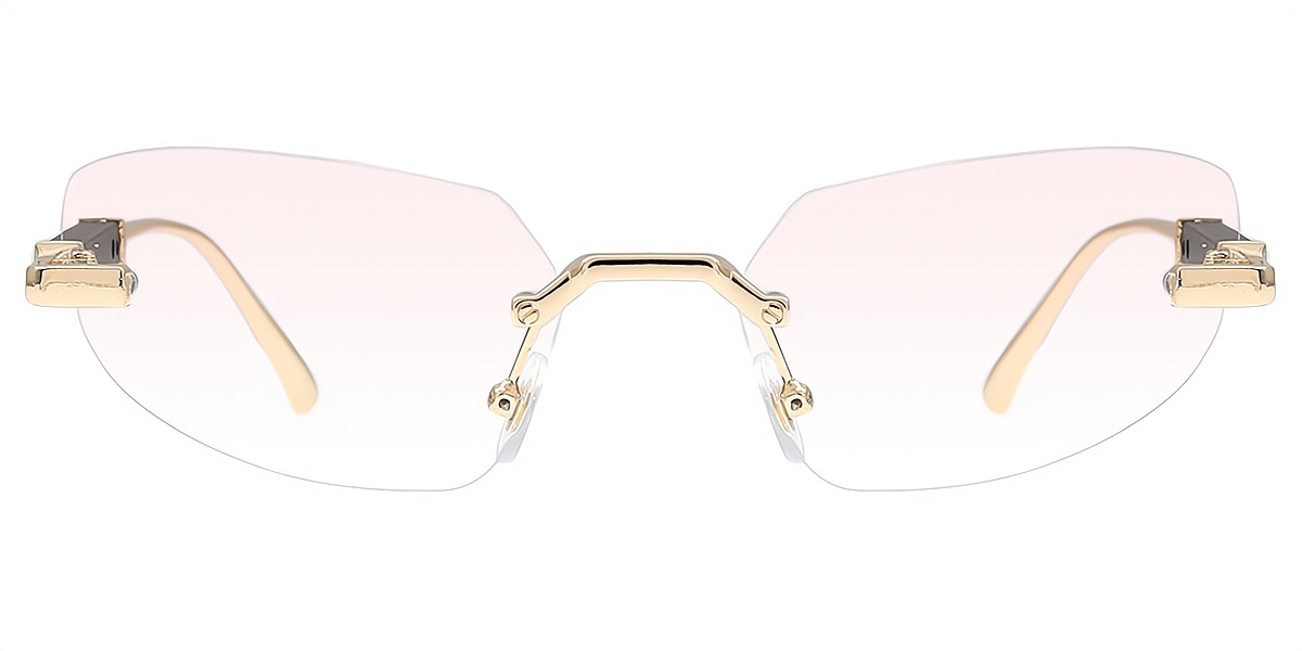 Golden Cat Eye Geek-Chic Mixed Materials Eyeglasses