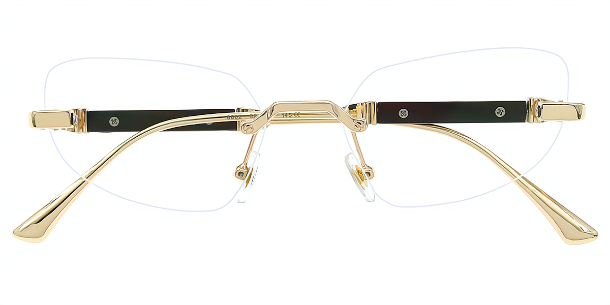 Golden Cat Eye Geek-Chic Mixed Materials Eyeglasses