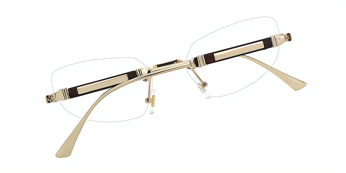 Golden Cat Eye Geek-Chic Mixed Materials Eyeglasses