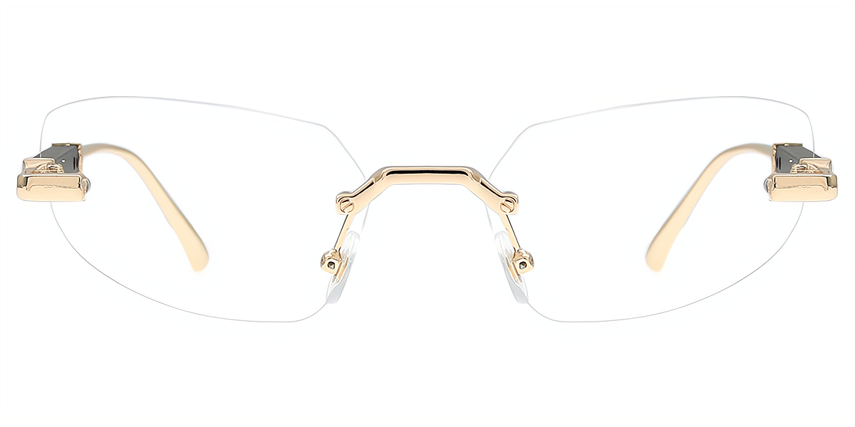 Golden Cat Eye Geek-Chic Mixed Materials Eyeglasses
