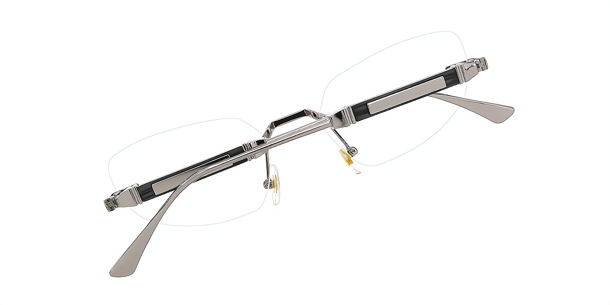 Silver Cat Eye Geek-Chic Mixed Materials Eyeglasses