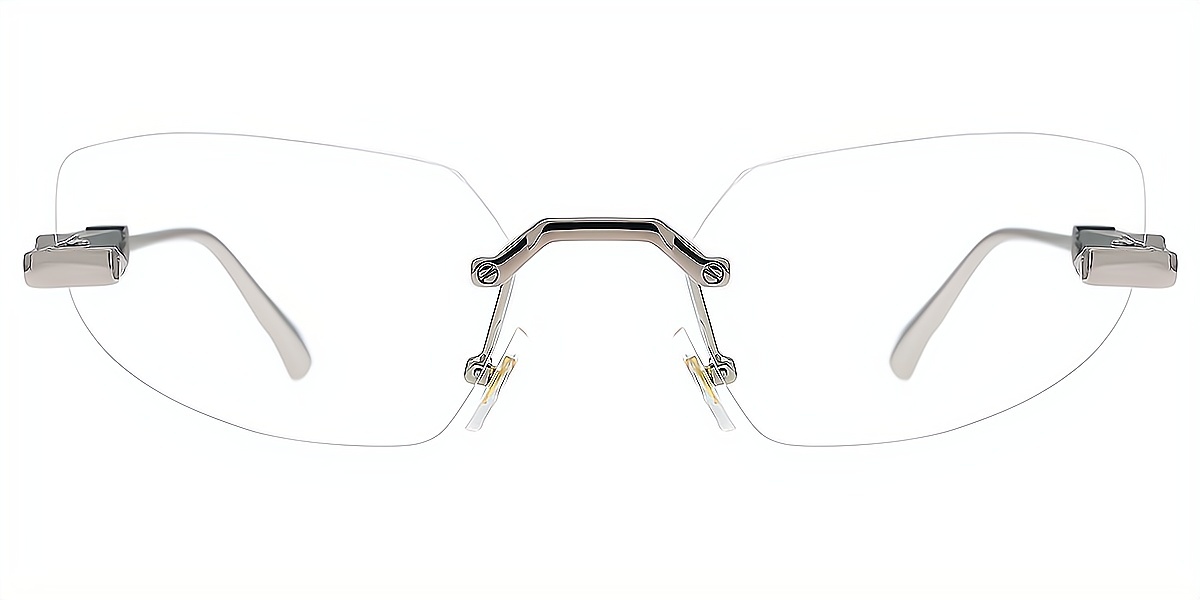 Silver Cat Eye Geek-Chic Mixed Materials Eyeglasses