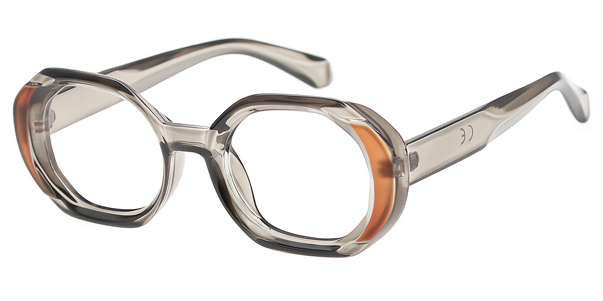 Gray Geometric Geek-Chic Plastic Eyeglasses