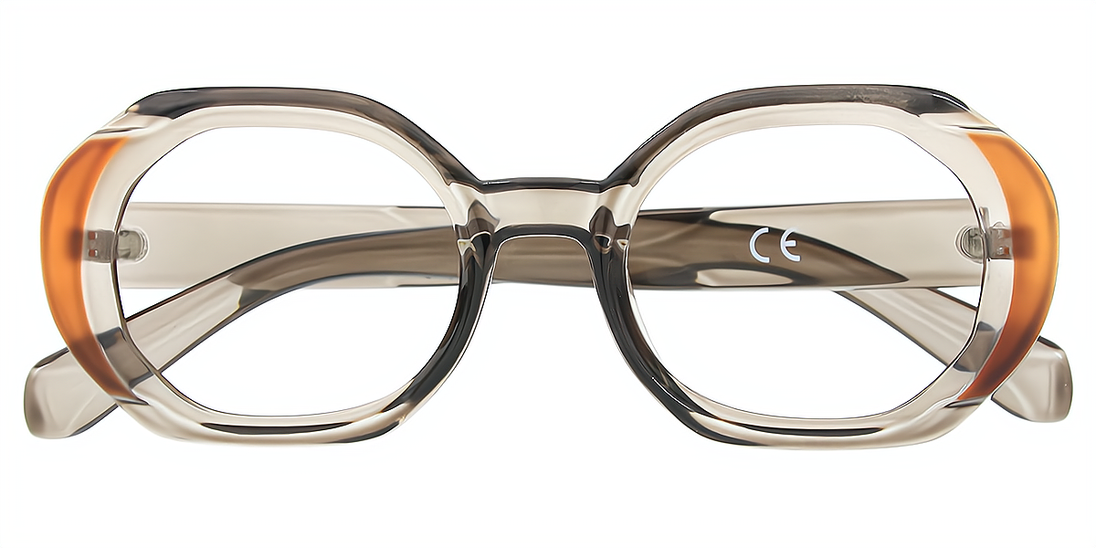 Gray Geometric Geek-Chic Plastic Eyeglasses