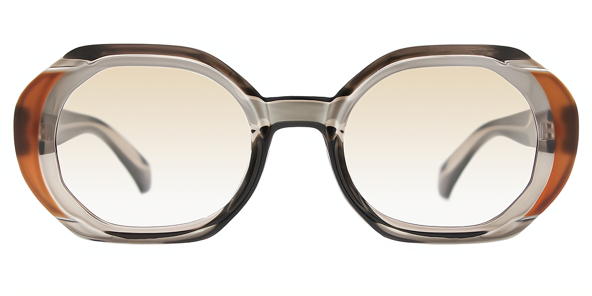 Gray Geometric Geek-Chic Plastic Eyeglasses