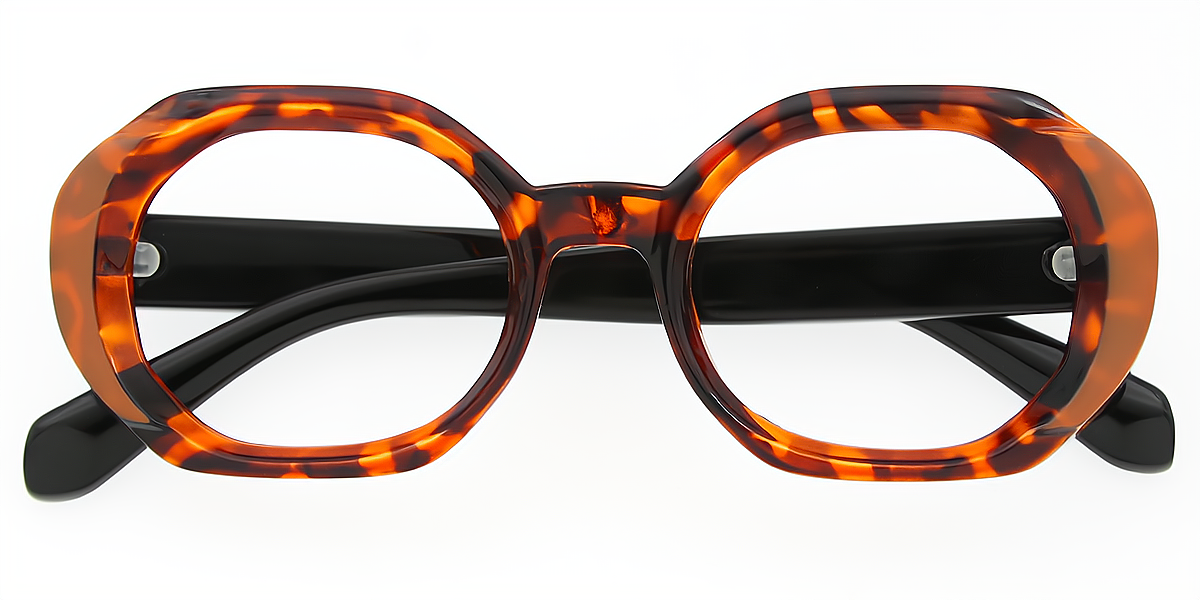 Tortoise Geometric Geek-Chic Plastic Eyeglasses