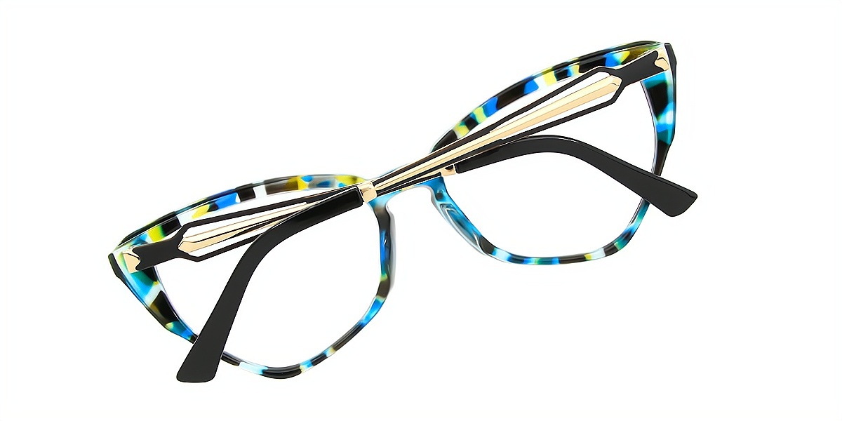Blue Cat Eye Unique Plastic Eyeglasses