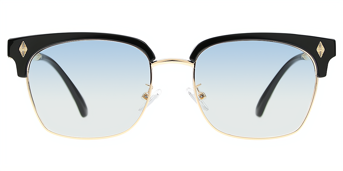 Black Browline Elaborate Mixed Materials Eyeglasses